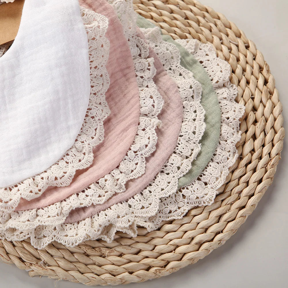3Pcs/Set Baby Solid Muslin Cotton Bamboo Bib Adjustable