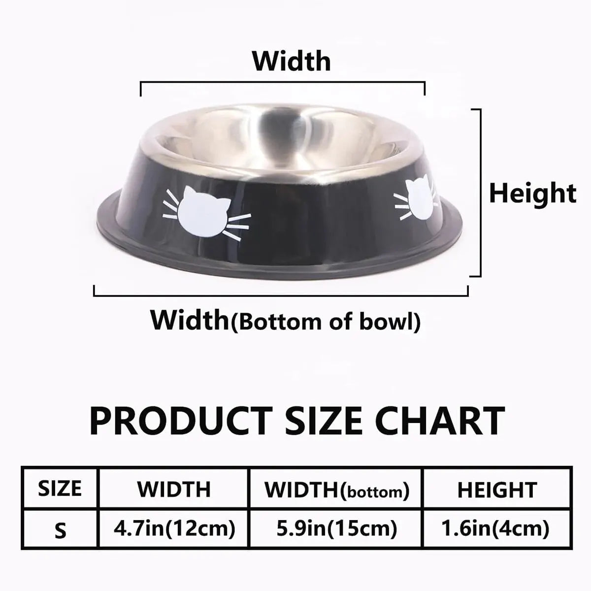 Pet Cat Dog Bowl with Non-Slip Rubber Base