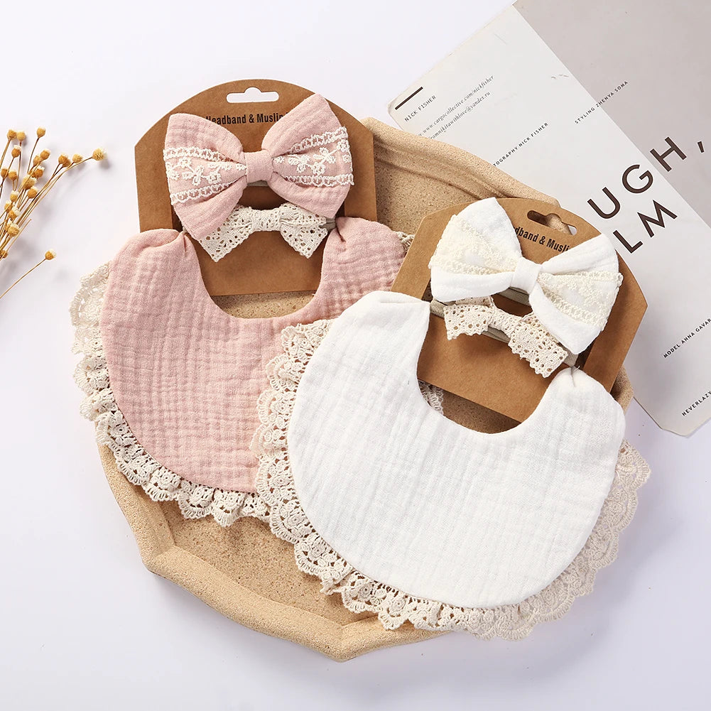 3Pcs/Set Baby Solid Muslin Cotton Bamboo Bib Adjustable