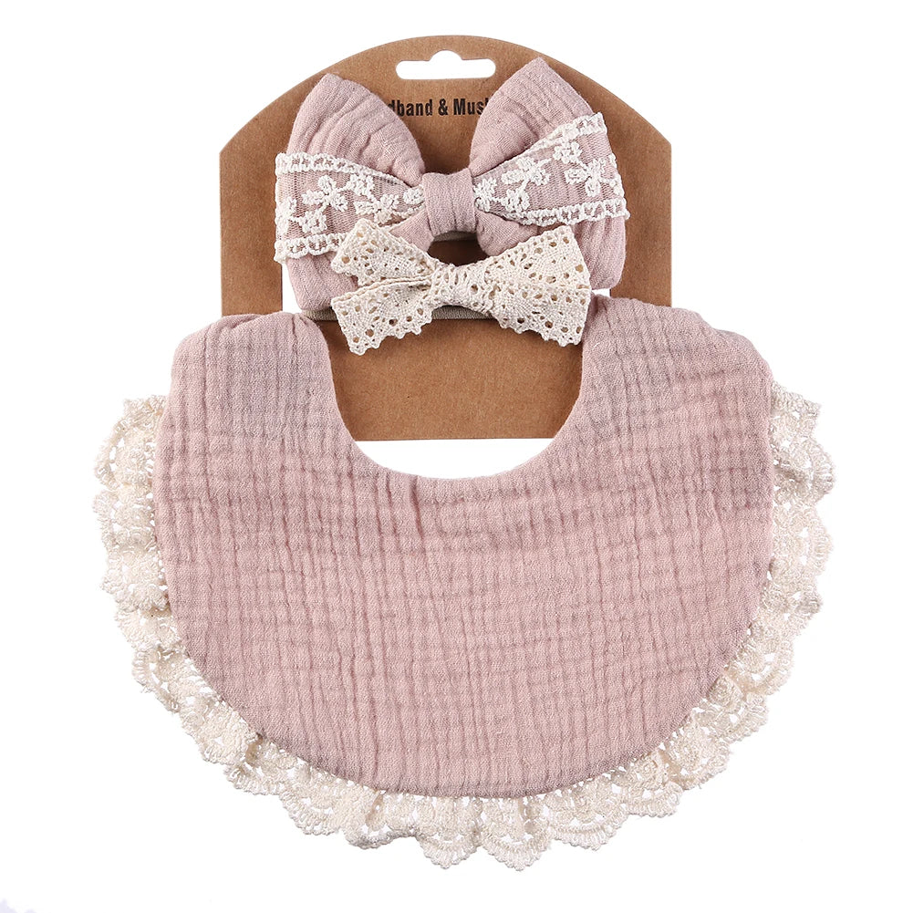 3Pcs/Set Baby Solid Muslin Cotton Bamboo Bib Adjustable