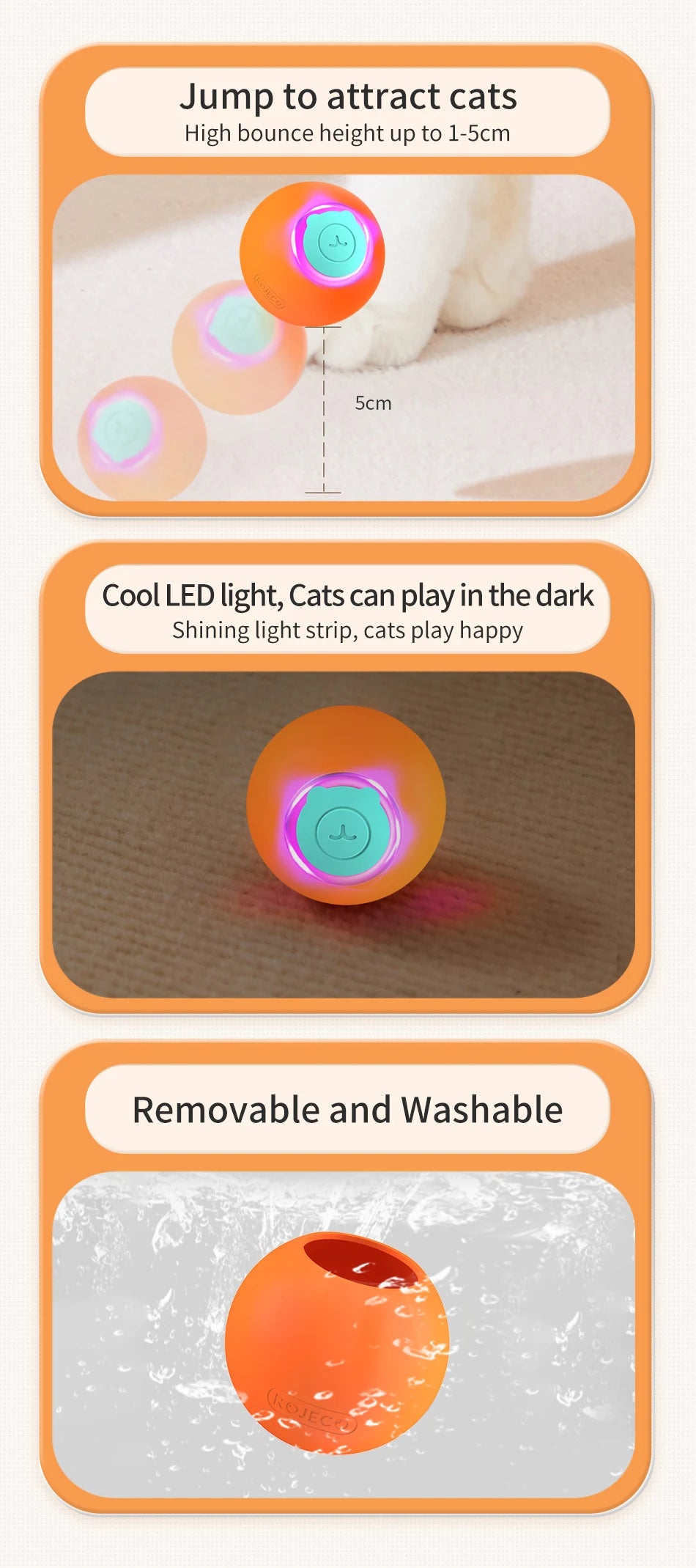 Smart Pet Cat Bouncing Automatic Rolling Ball Toy