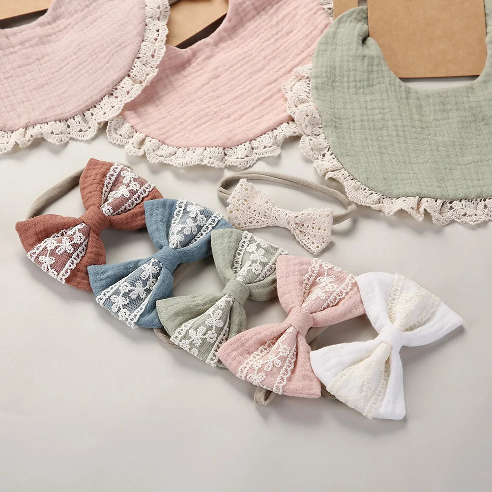 3Pcs/Set Baby Solid Muslin Cotton Bamboo Bib Adjustable