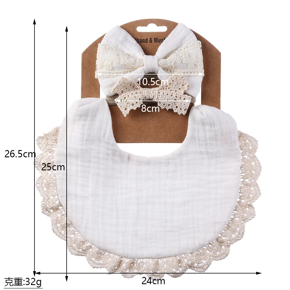 3Pcs/Set Baby Solid Muslin Cotton Bamboo Bib Adjustable