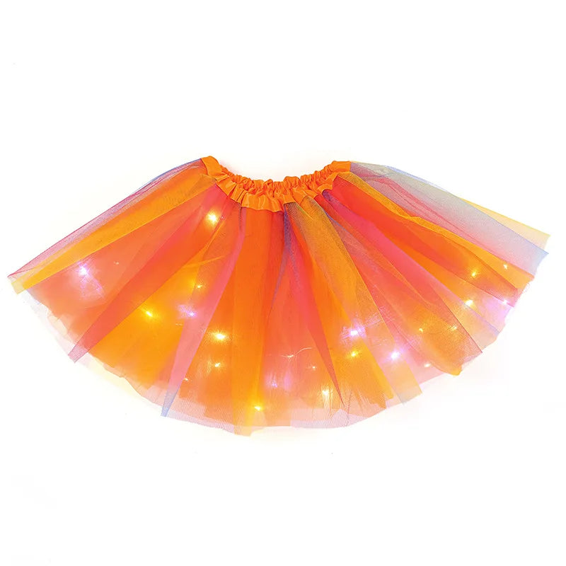 Baby Girl LED Glowing Light Rainbow Tulle Skirt