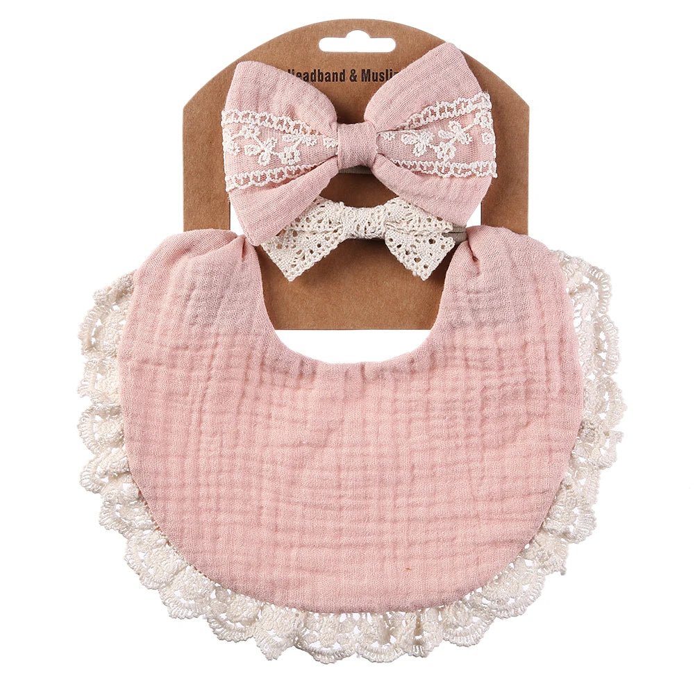 3Pcs/Set Baby Solid Muslin Cotton Bamboo Bib Adjustable