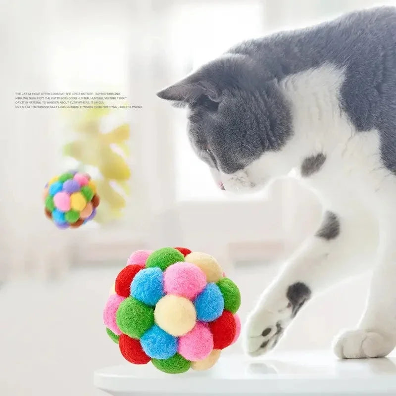 3Pcs Pet Cat Plush Ball Toy