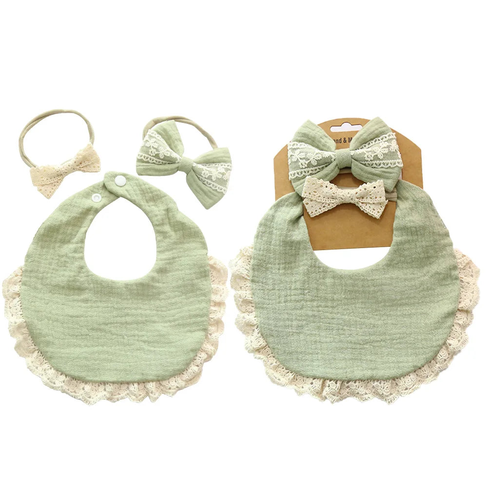 3Pcs/Set Baby Solid Muslin Cotton Bamboo Bib Adjustable
