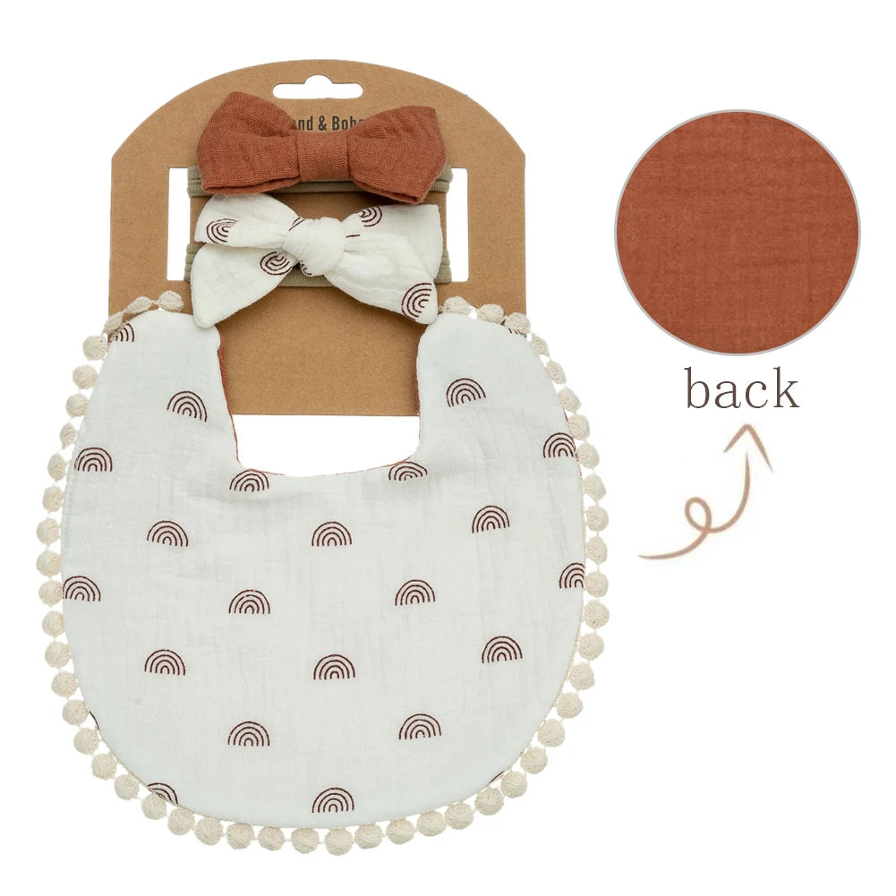 3Pcs/Set Baby Flower Bibs & Headbands Bow