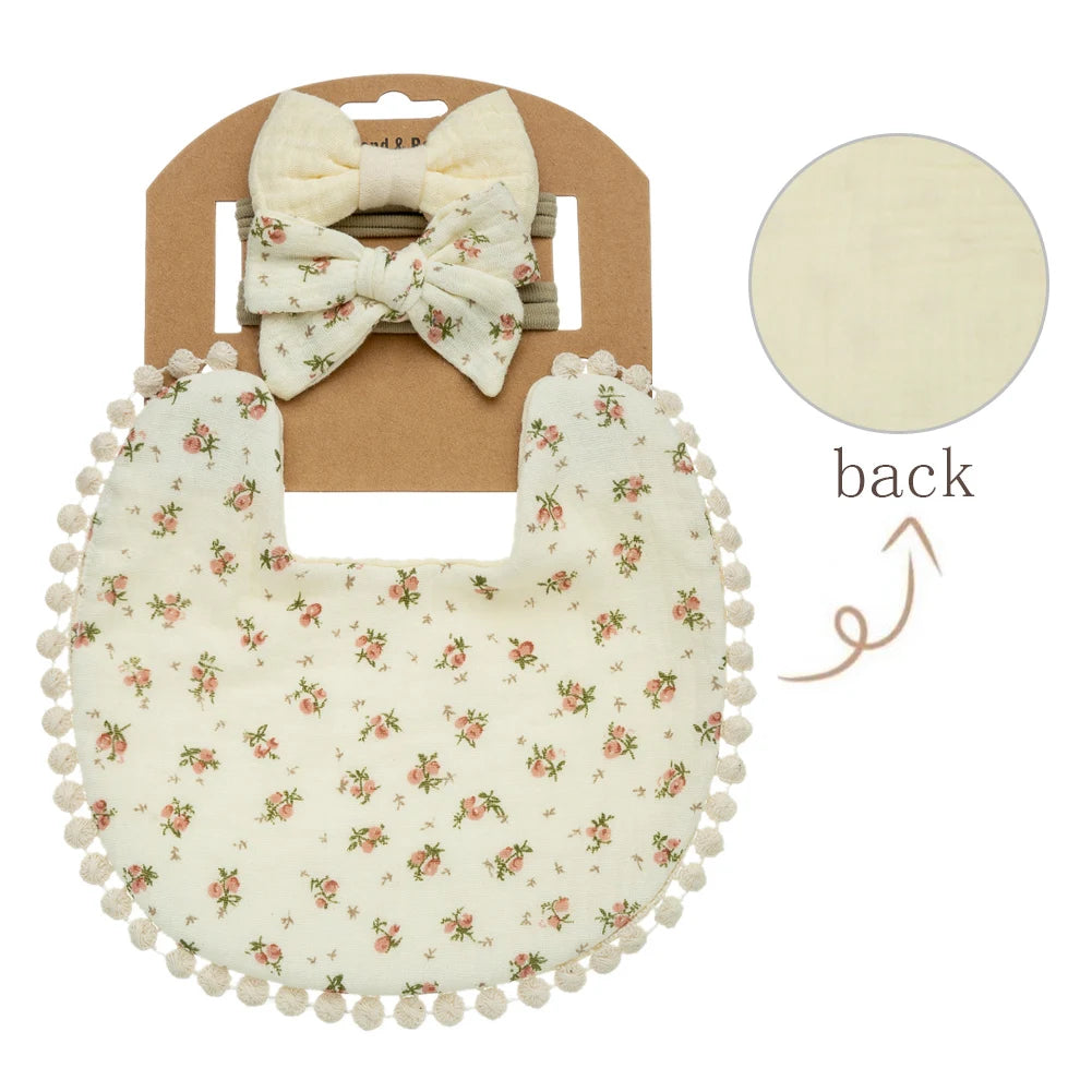 3Pcs/Set Baby Flower Bibs & Headbands Bow