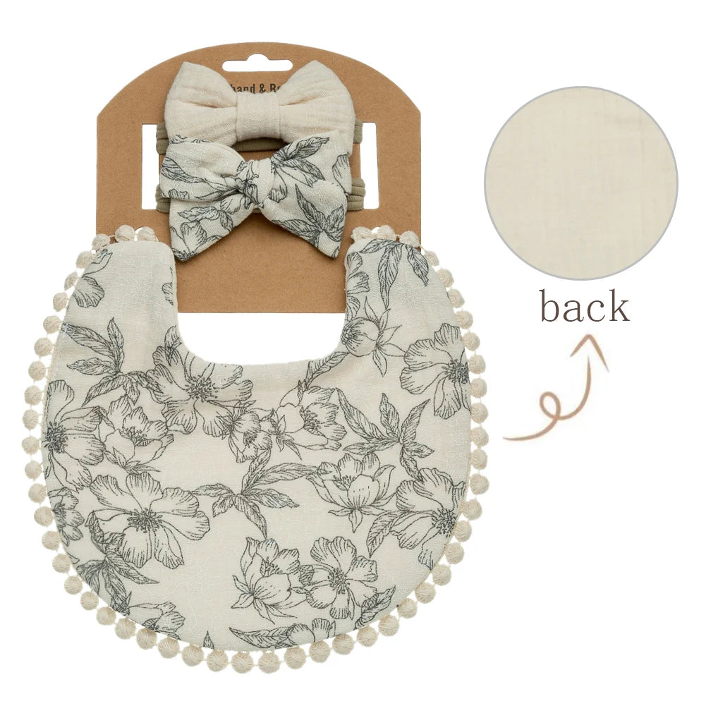 3Pcs/Set Baby Flower Bibs & Headbands Bow