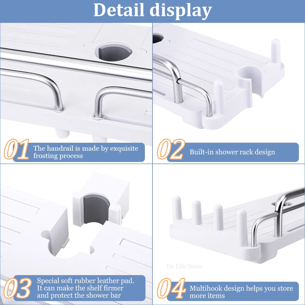 Extendable Shower Shelf Bathroom Shelf Without Drilling