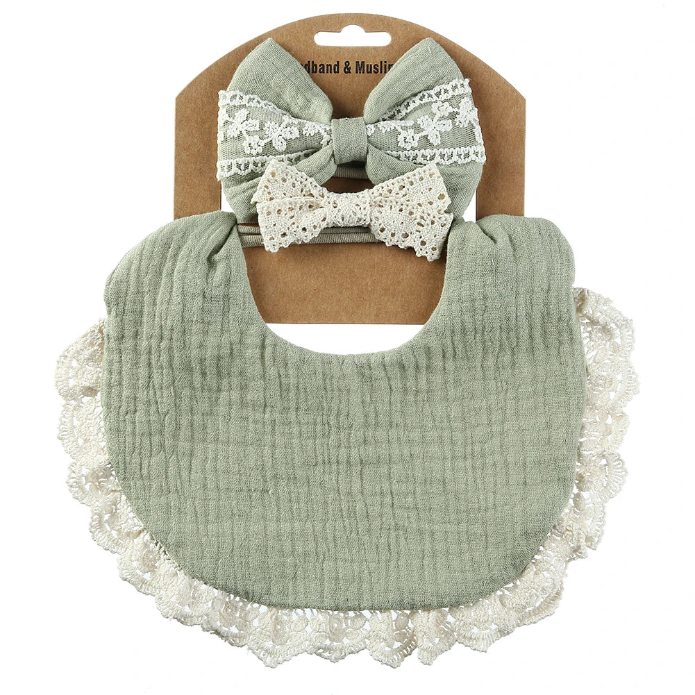3Pcs/Set Baby Solid Muslin Cotton Bamboo Bib Adjustable