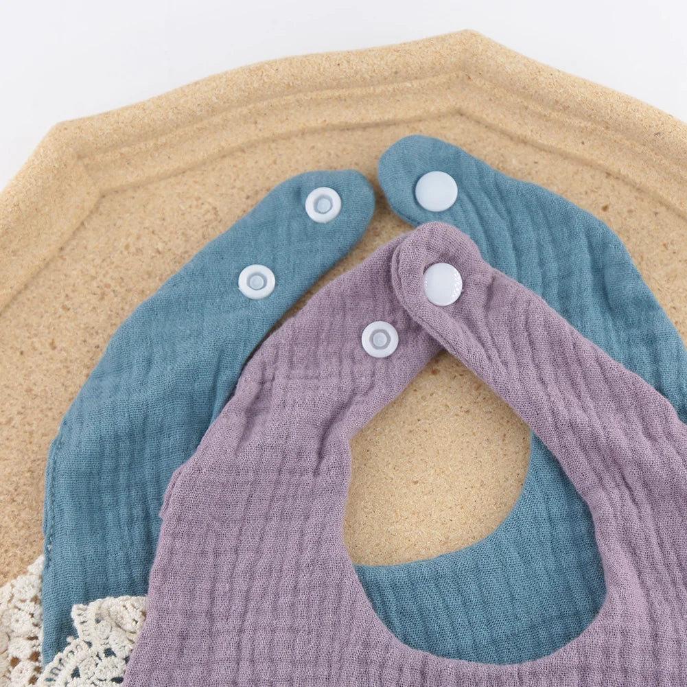 3Pcs/Set Baby Solid Muslin Cotton Bamboo Bib Adjustable
