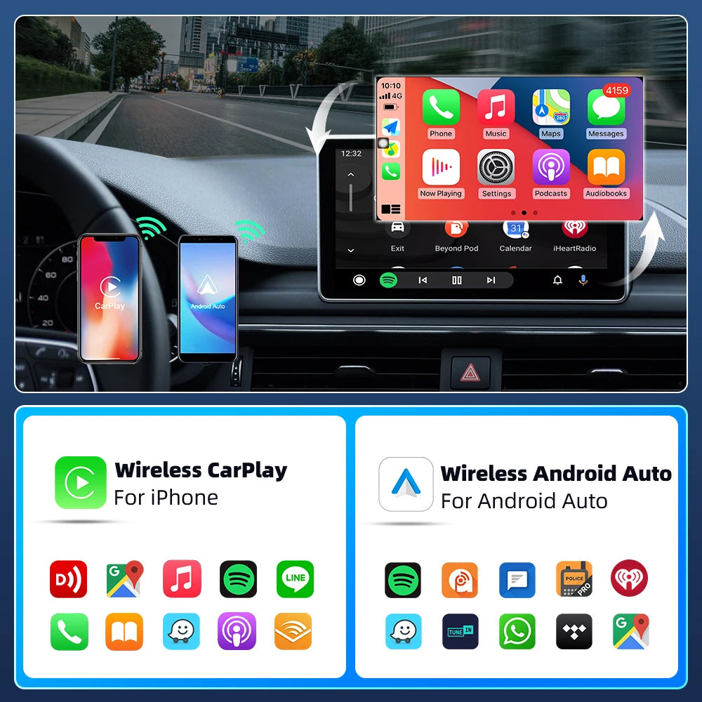 Wireless 2 in1 CarPlay Adapter for Apple iPhone Android