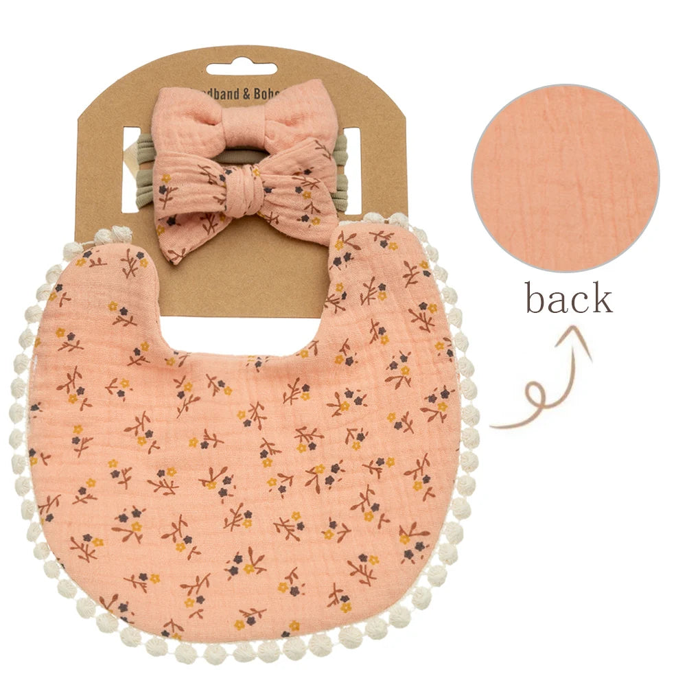 3Pcs/Set Baby Flower Bibs & Headbands Bow