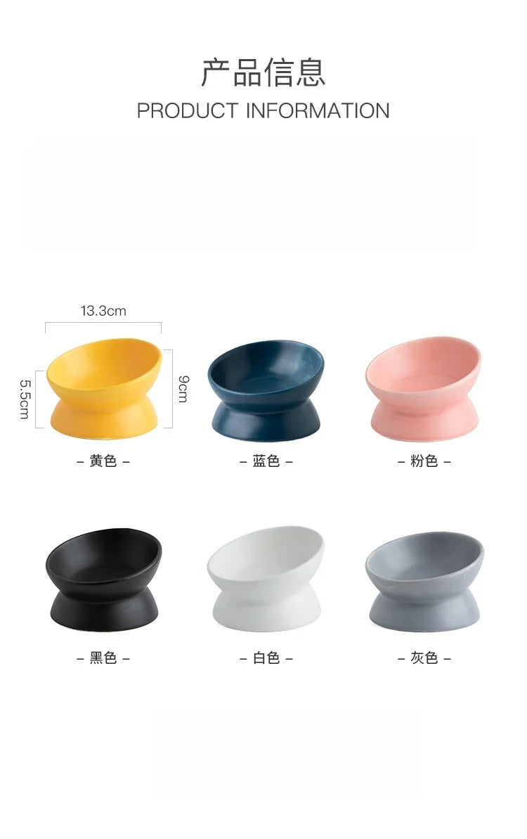 Elevated 15° Tilted Raised Food Feeding Dish Bowl