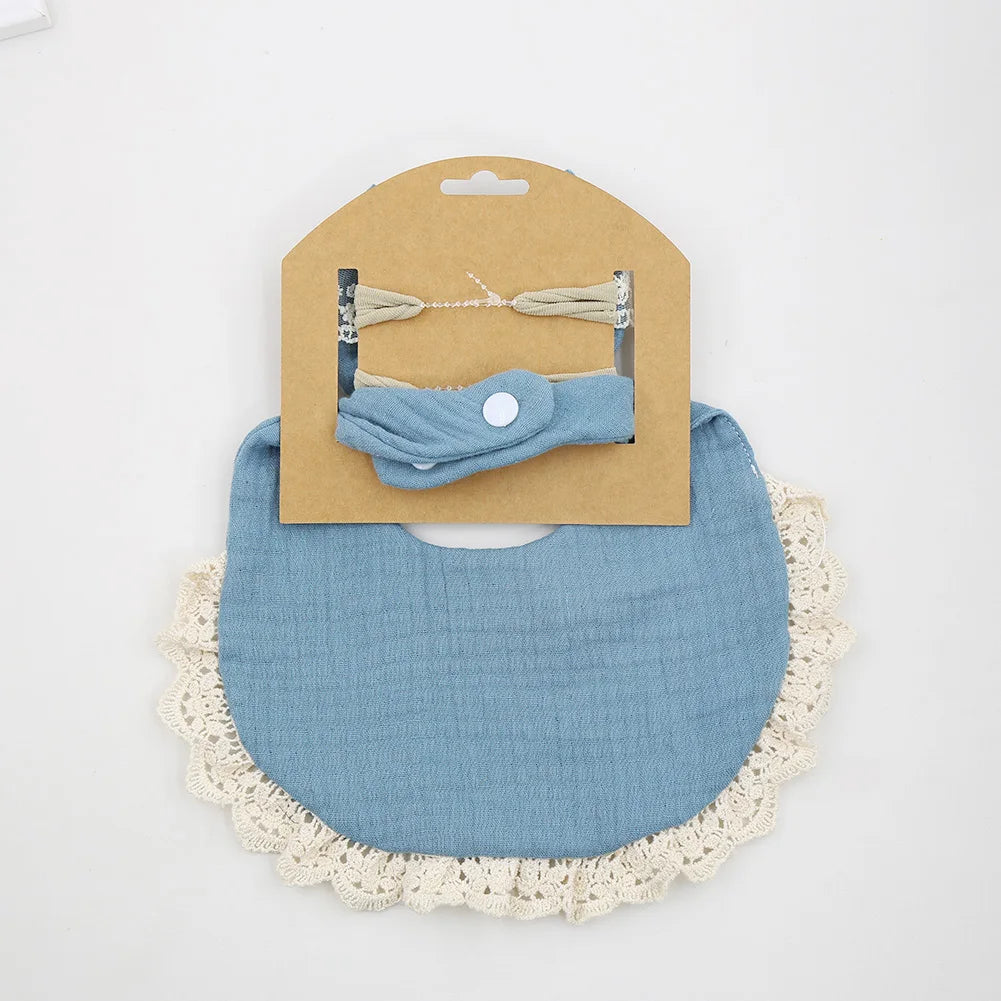 3Pcs/Set Baby Solid Muslin Cotton Bamboo Bib Adjustable