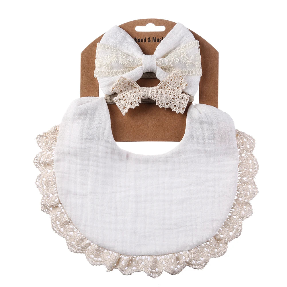 3Pcs/Set Baby Solid Muslin Cotton Bamboo Bib Adjustable