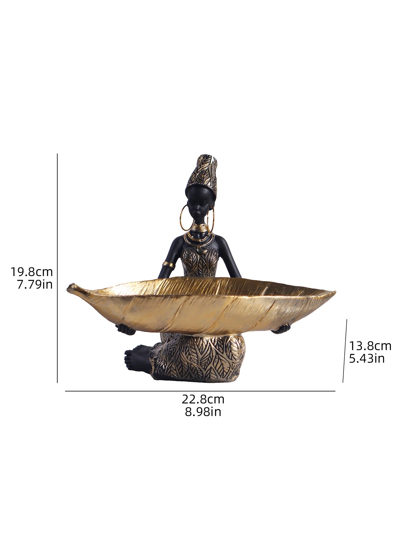 African Girl Holding a Plate Decorative Storage Ornament