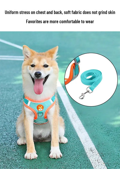 Adjustable No Pull Pet Reflective Harness Leash Set