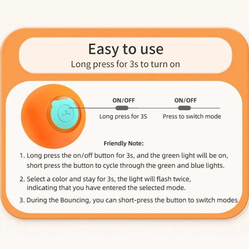 Smart Pet Cat Bouncing Automatic Rolling Ball Toy