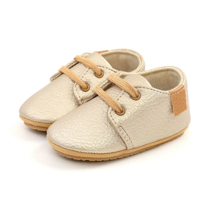 Retro Leather Rubber Sole Anti-slip First Walkers Shoes