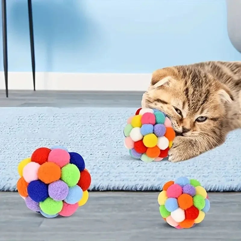 3Pcs Pet Cat Plush Ball Toy