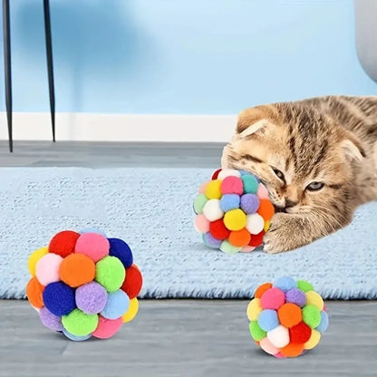 3Pcs Pet Cat Plush Ball Toy