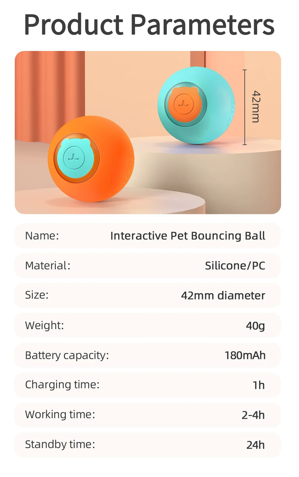 Smart Pet Cat Bouncing Automatic Rolling Ball Toy