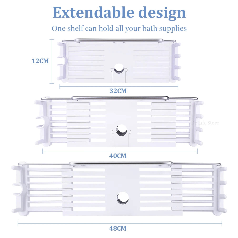 Extendable Shower Shelf Bathroom Shelf Without Drilling