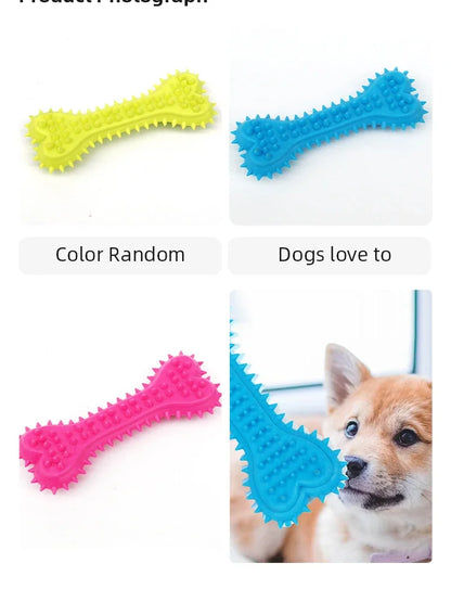 Pet Soft Rubber Bite-resistance Bone Shape Teeth Grinding Chewing Toy