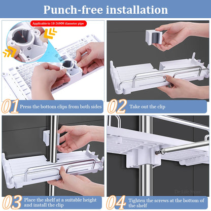 Extendable Shower Shelf Bathroom Shelf Without Drilling