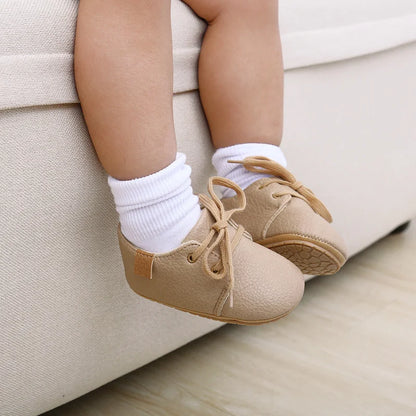 Retro Leather Rubber Sole Anti-slip First Walkers Shoes