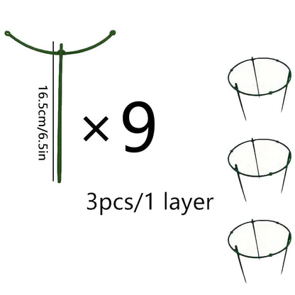 9 Pcs/set 3 Layers Plant Support Stakes