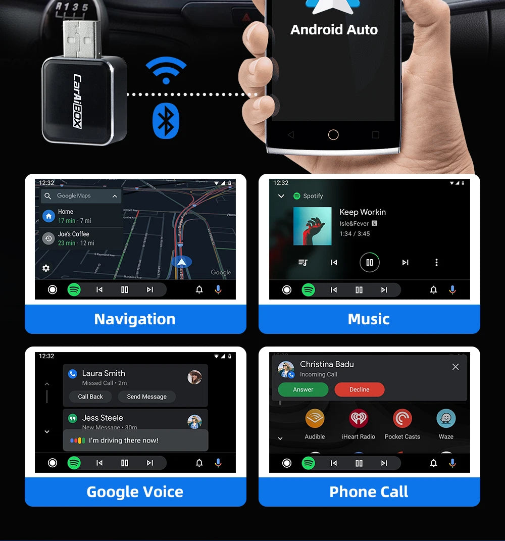 Wireless 2 in1 CarPlay Adapter for Apple iPhone Android
