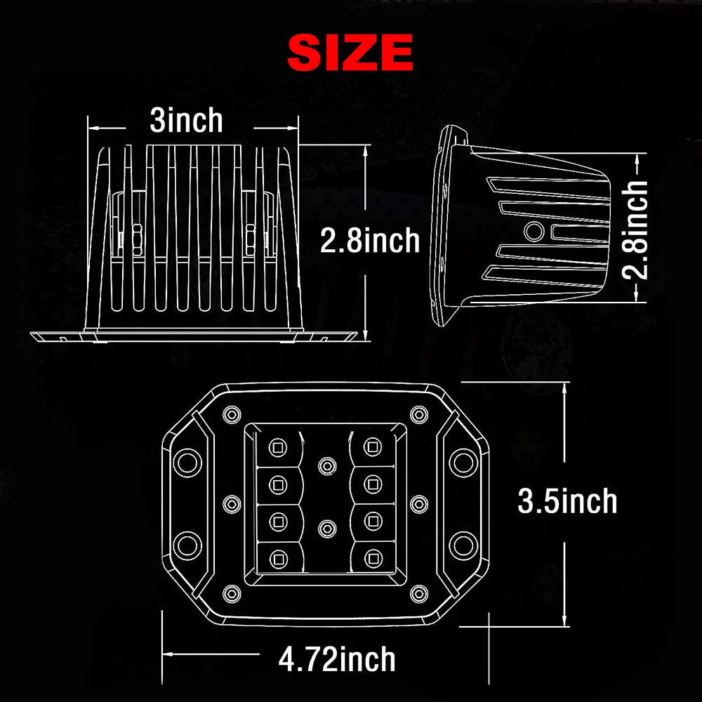 Flush Mount Work Off Road Spot Beam LED Pods Light