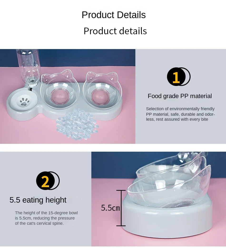 Elevated Pet Cat Feeders Durable Bowls
