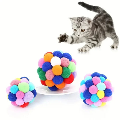 3Pcs Pet Cat Plush Ball Toy