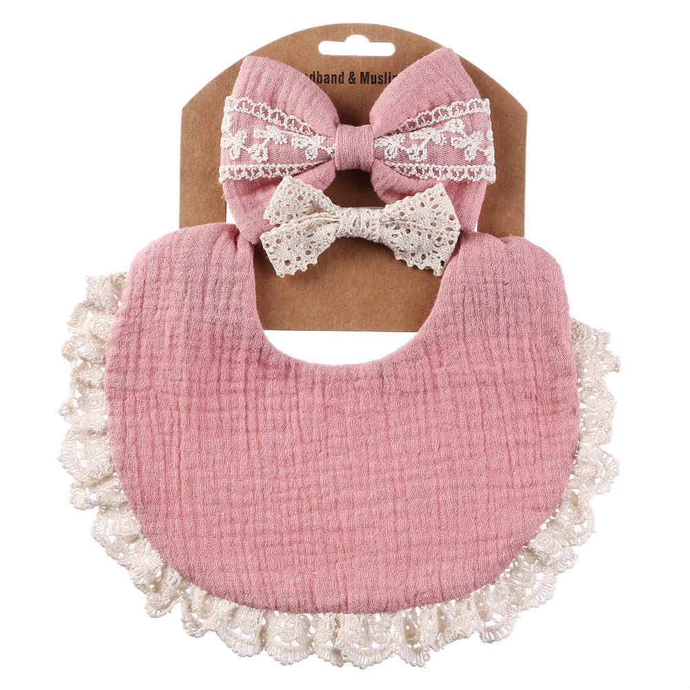 3Pcs/Set Baby Solid Muslin Cotton Bamboo Bib Adjustable