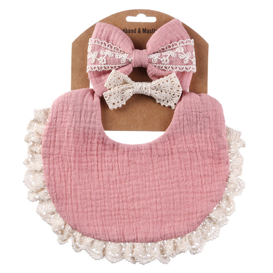 3Pcs/Set Baby Solid Muslin Cotton Bamboo Bib Adjustable
