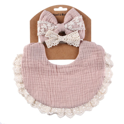 3Pcs/Set Baby Solid Muslin Cotton Bamboo Bib Adjustable