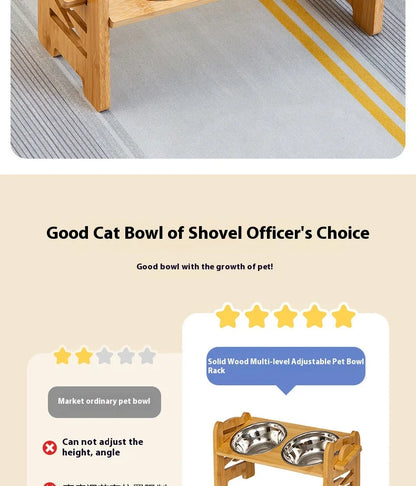 Elevated Pet Cat Dog Bamboo Bowls with Stand