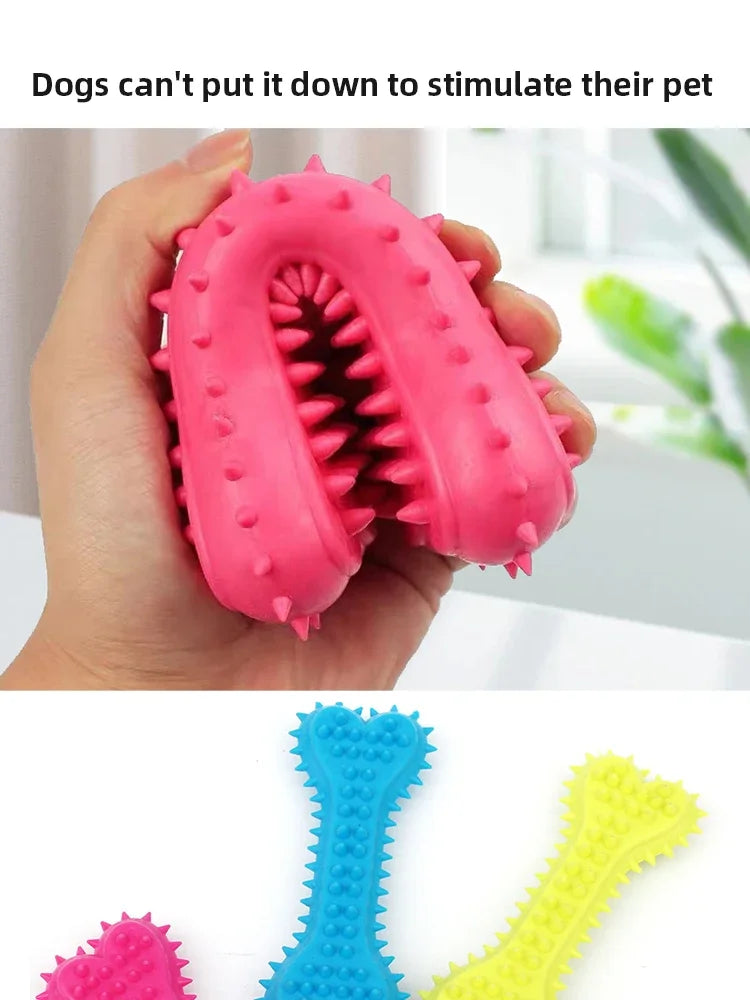 Pet Soft Rubber Bite-resistance Bone Shape Teeth Grinding Chewing Toy