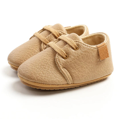 Retro Leather Rubber Sole Anti-slip First Walkers Shoes