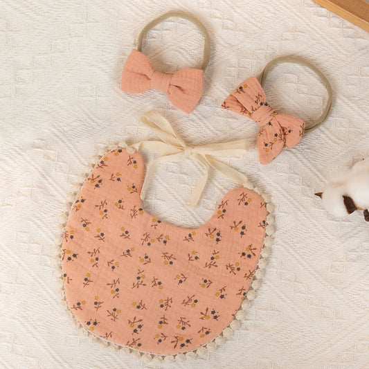 3Pcs/Set Baby Flower Bibs & Headbands Bow