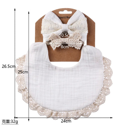 3Pcs/Set Baby Solid Muslin Cotton Bamboo Bib Adjustable