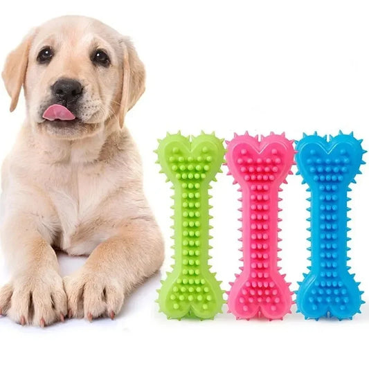 Pet Soft Rubber Bite-resistance Bone Shape Teeth Grinding Chewing Toy