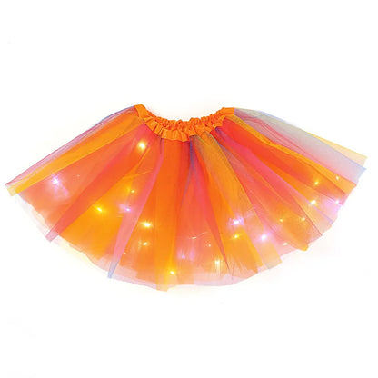 Baby Girl LED Glowing Light Rainbow Tulle Skirt