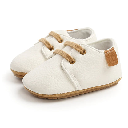Retro Leather Rubber Sole Anti-slip First Walkers Shoes