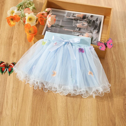 Baby Girl Flower Embroidered Bow Half Skirt
